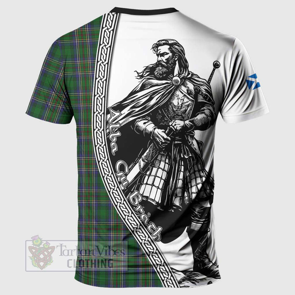 Tartan Vibes Clothing Cockburn Tartan Clan Crest T-Shirt with Highlander Warrior Celtic Style