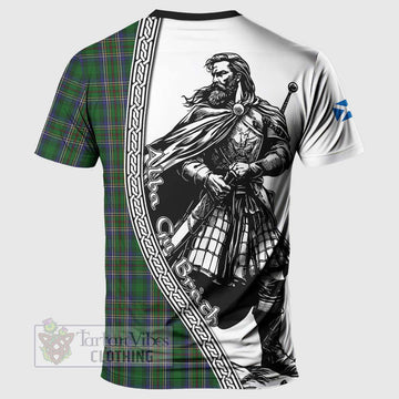 Cockburn Tartan Clan Crest T-Shirt with Highlander Warrior Celtic Style