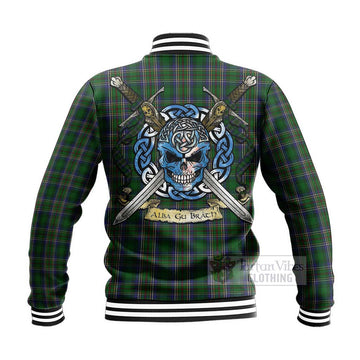 Cockburn Tartan Baseball Jacket with Family Crest Celtic Skull Style