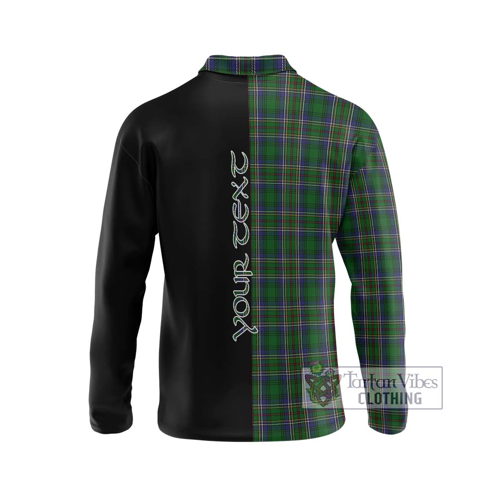 Cockburn Tartan Long Sleeve Polo Shirt with Family Crest and Half Of Me Style - Tartanvibesclothing Shop