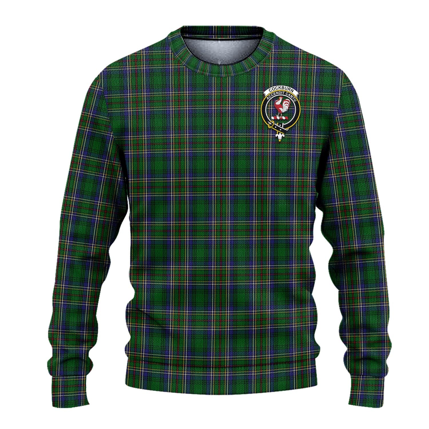 Cockburn Tartan Knitted Sweater with Family Crest - Tartanvibesclothing