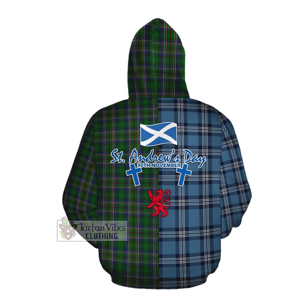 Tartan Vibes Clothing Cockburn Tartan Cotton Hoodie Happy St. Andrew's Day Half Tartan Style