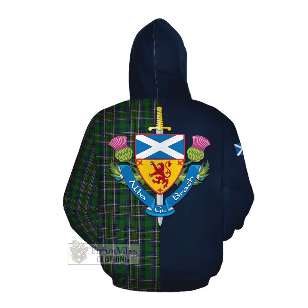 Tartan Vibes Clothing Cockburn Tartan Cotton Hoodie Alba with Scottish Lion Royal Arm Half Style