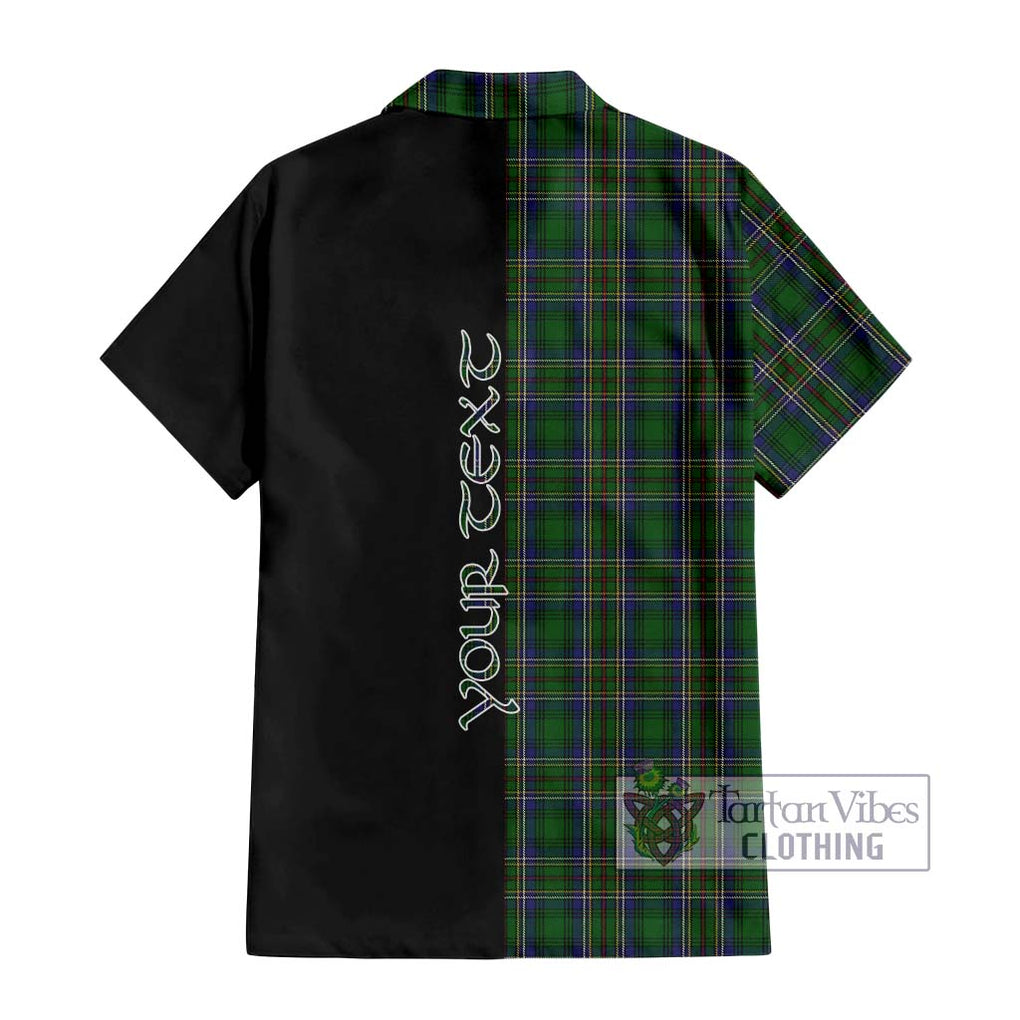 Cockburn Tartan Short Sleeve Button Shirt with Family Crest and Half Of Me Style - Tartanvibesclothing Shop