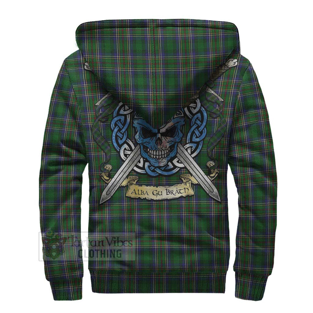 Tartan Vibes Clothing Cockburn Tartan Sherpa Hoodie with Family Crest Celtic Skull Style