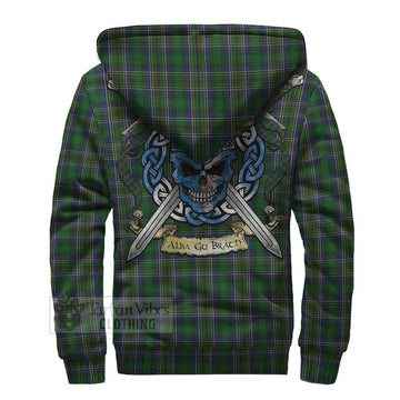 Cockburn Tartan Sherpa Hoodie with Family Crest Celtic Skull Style