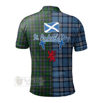 Cockburn Tartan Polo Shirt Happy St. Andrew's Day Half Tartan Style - Tartan Vibes Clothing