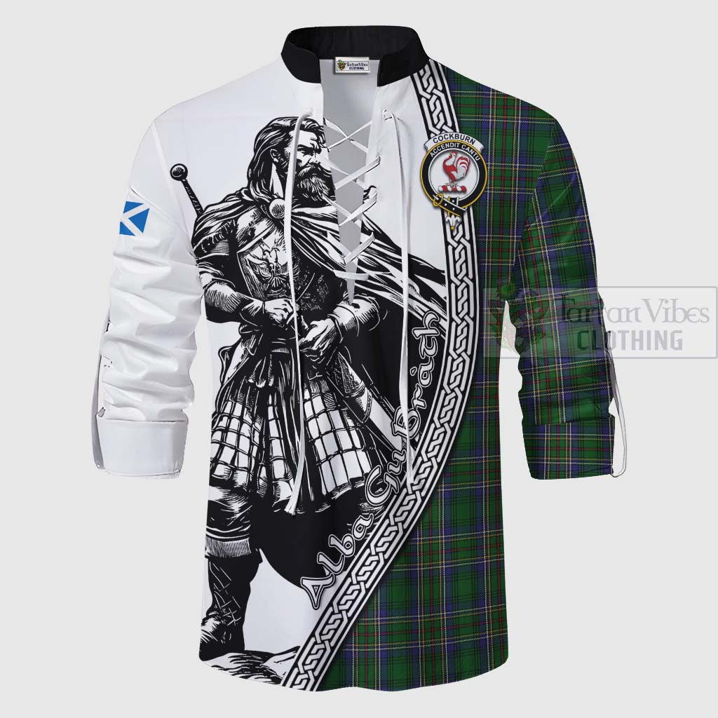 Tartan Vibes Clothing Cockburn Tartan Clan Crest Ghillie Kilt Shirt with Highlander Warrior Celtic Style