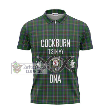 Cockburn Tartan Zipper Polo Shirt with Family Crest DNA In Me Style