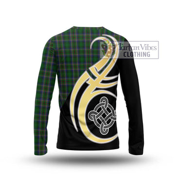 Cockburn Tartan Long Sleeve T-Shirt with Family Crest and Celtic Symbol Style