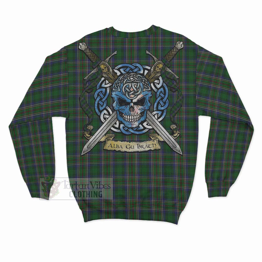 Tartan Vibes Clothing Cockburn Tartan Sweatshirt with Family Crest Celtic Skull Style