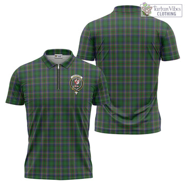 Cockburn Tartan Zipper Polo Shirt with Family Crest