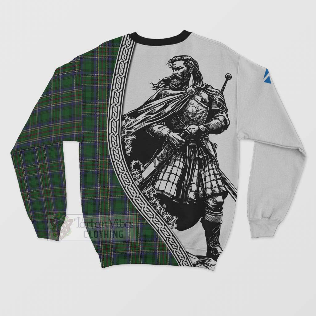 Tartan Vibes Clothing Cockburn Tartan Clan Crest Sweatshirt with Highlander Warrior Celtic Style