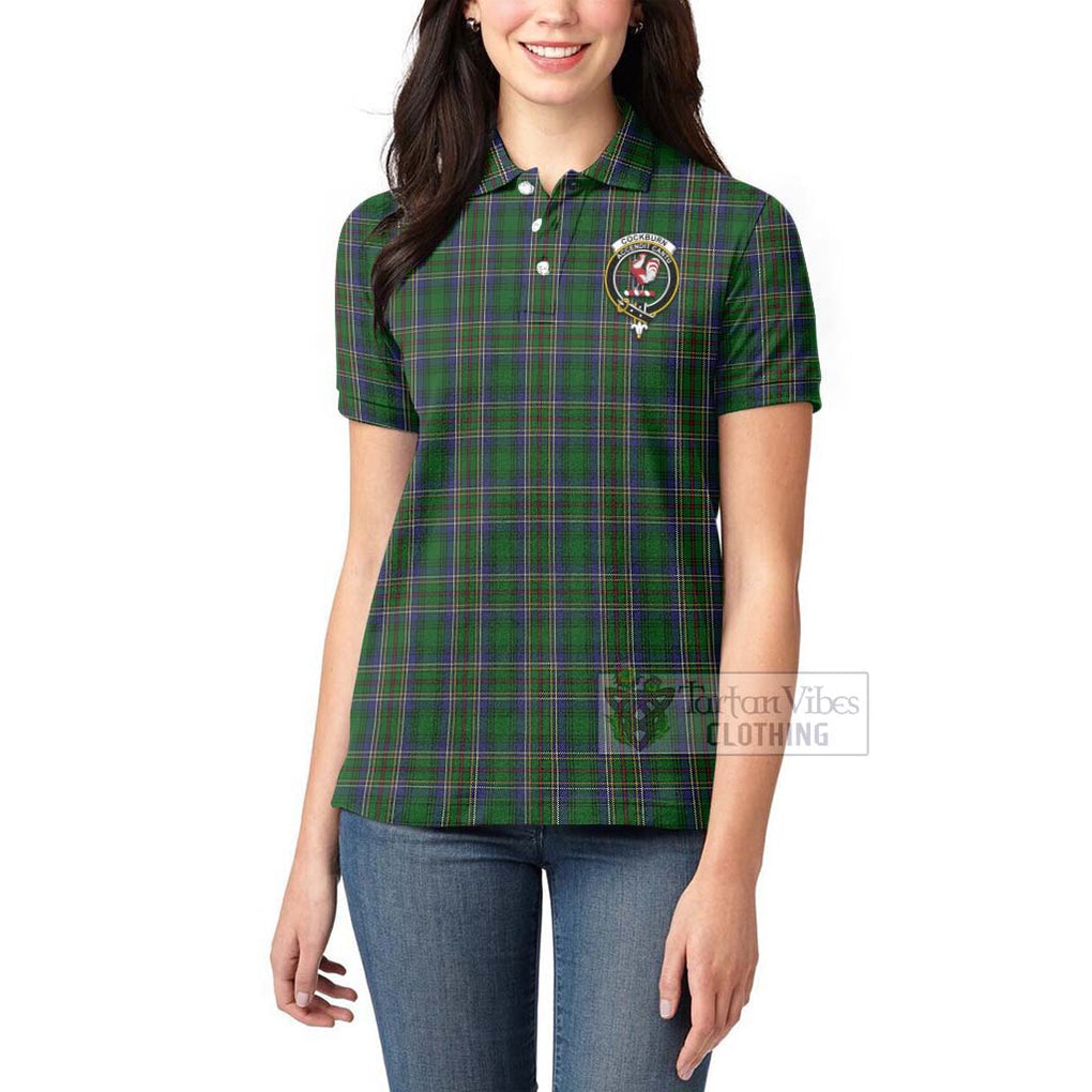 Tartan Vibes Clothing Cockburn Tartan Women's Polo Shirt with Family Crest Celtic Skull Style