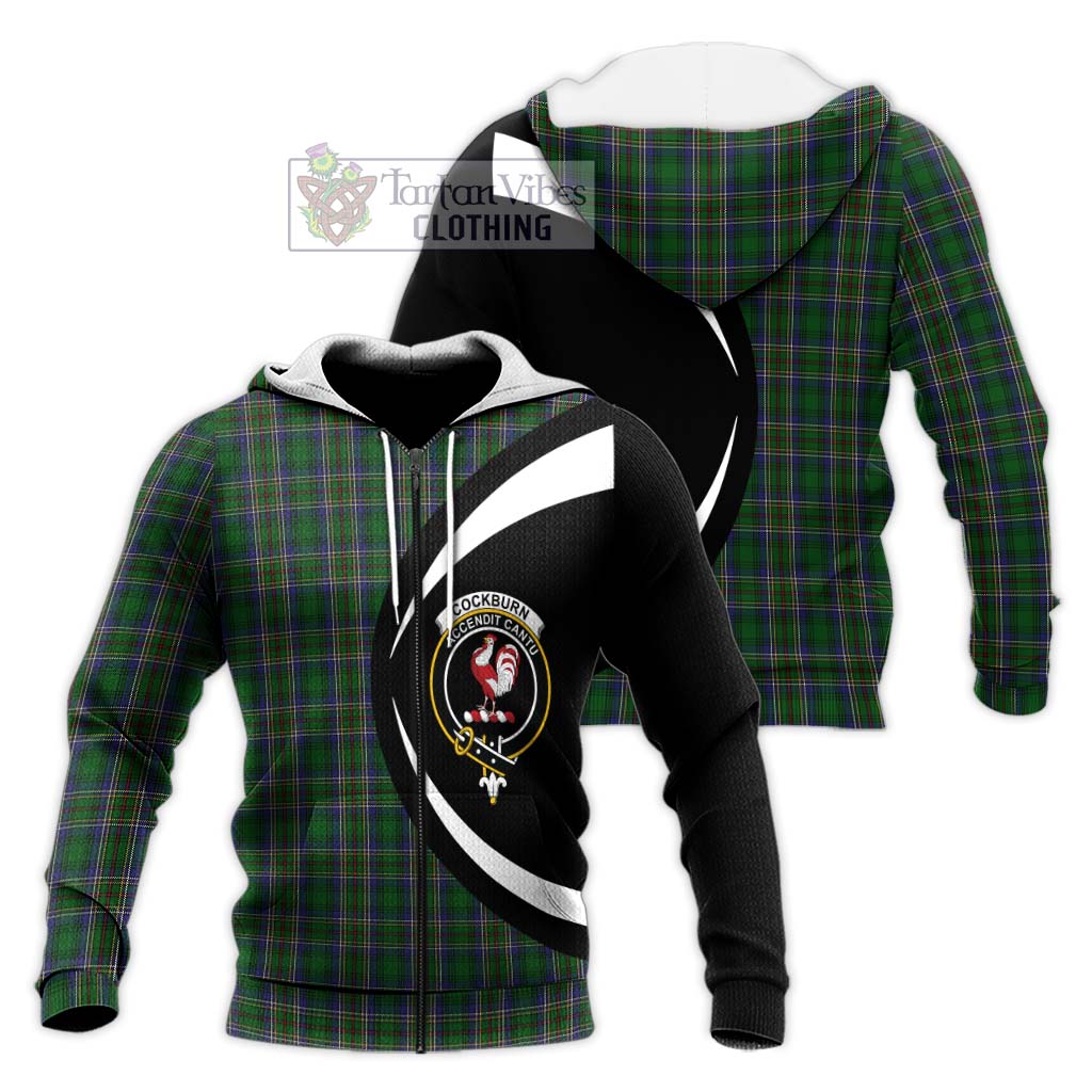 Cockburn Tartan Knitted Hoodie with Family Crest Circle Style Unisex Knitted Zip Hoodie - Tartan Vibes Clothing