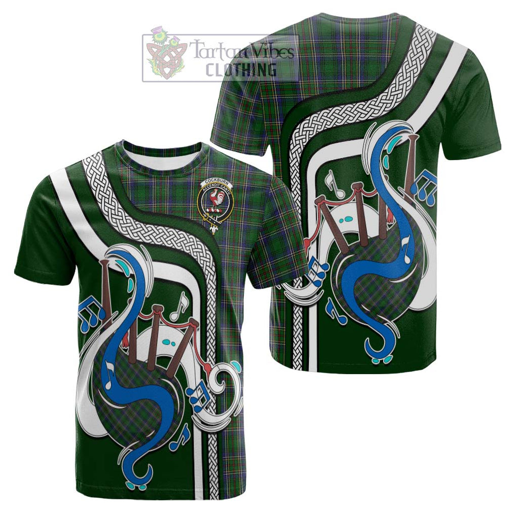 Tartan Vibes Clothing Cockburn Tartan Cotton T-shirt with Epic Bagpipe Style