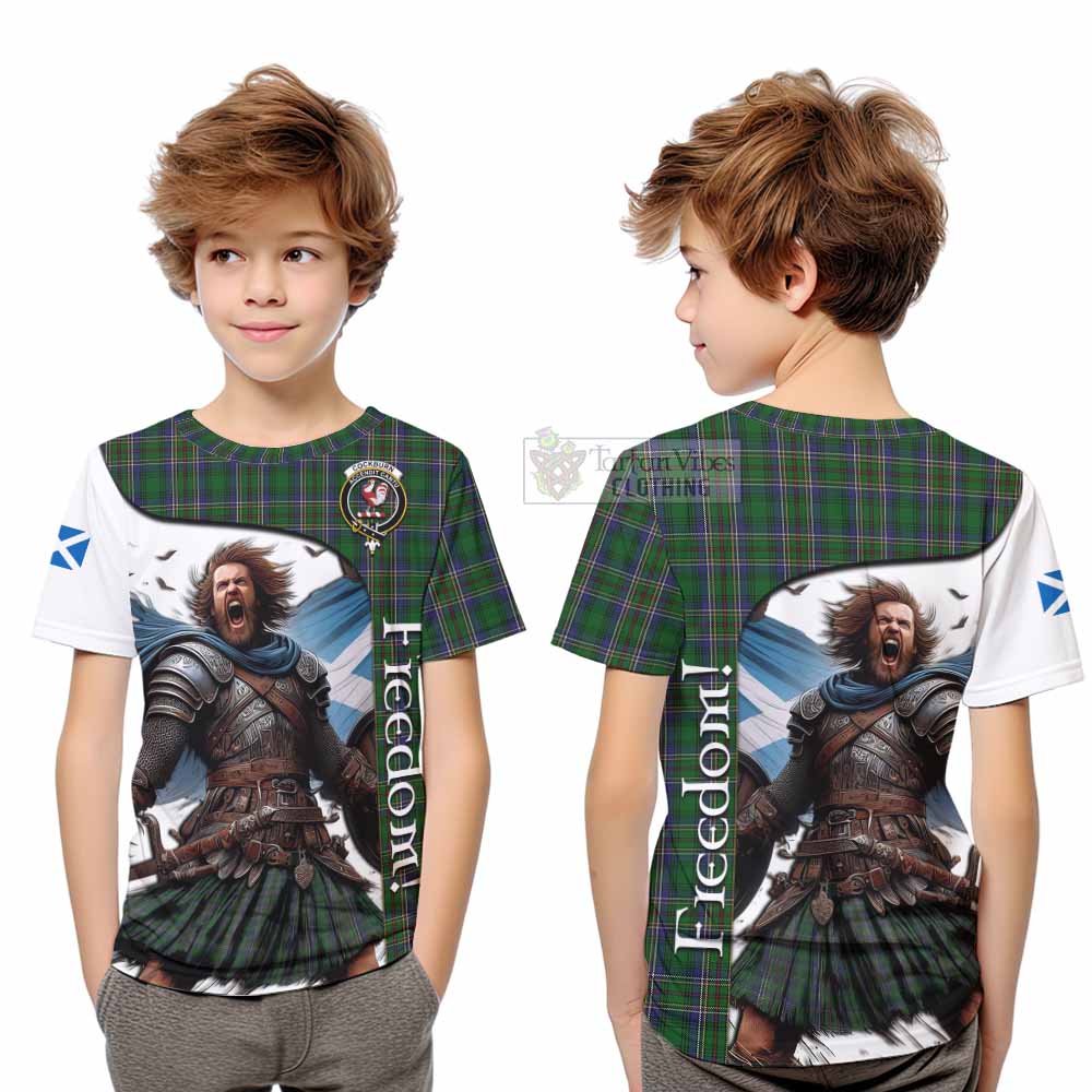 Tartan Vibes Clothing Cockburn Crest Tartan Kid T-Shirt Inspired by the Freedom of Scottish Warrior