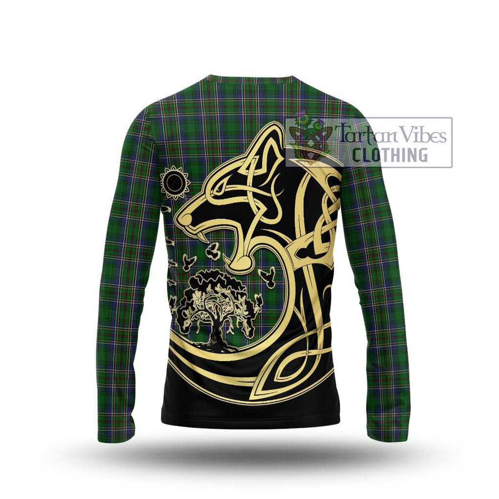 Cockburn Tartan Long Sleeve T-Shirt with Family Crest Celtic Wolf Style - Tartan Vibes Clothing