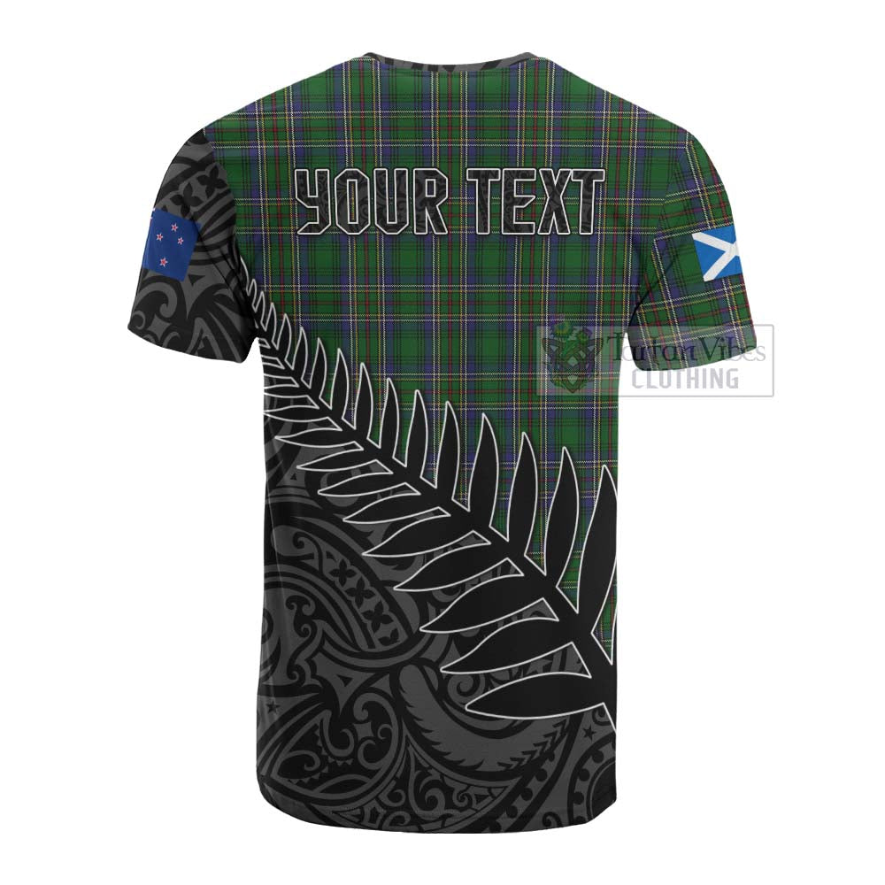 Tartan Vibes Clothing Cockburn Crest Tartan Cotton T-shirt with New Zealand Silver Fern Half Style