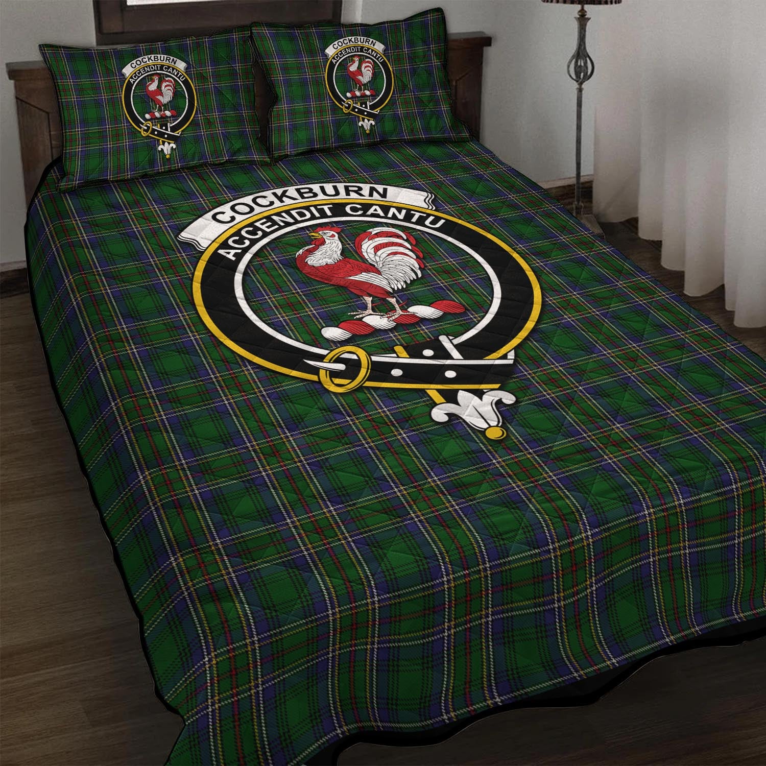 Cockburn Tartan Quilt Bed Set with Family Crest - Tartan Vibes Clothing