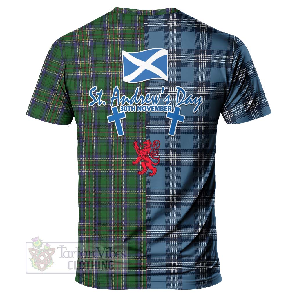 Tartan Vibes Clothing Cockburn Tartan T-Shirt Happy St. Andrew's Day Half Tartan Style