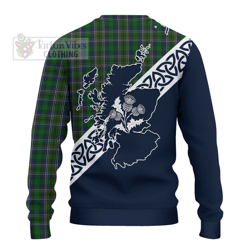 Tartan Vibes Clothing Cockburn Tartan Knitted Sweater Featuring Thistle and Scotland Map