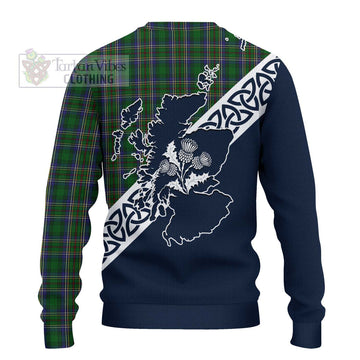 Cockburn Tartan Ugly Sweater Featuring Thistle and Scotland Map