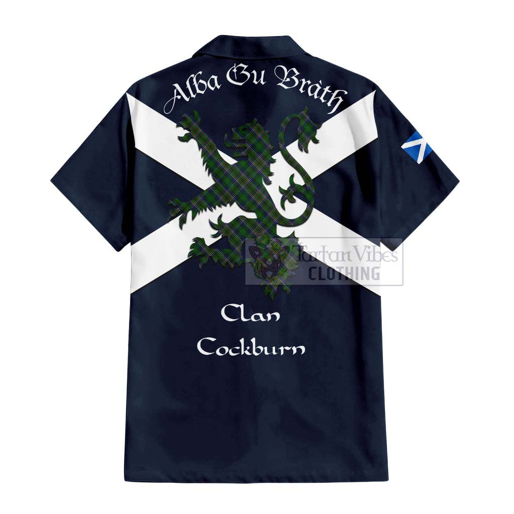 Tartan Vibes Clothing Cockburn Tartan Lion Rampant Short Sleeve Button Shirt – Proudly Display Your Heritage with Alba Gu Brath and Clan Name