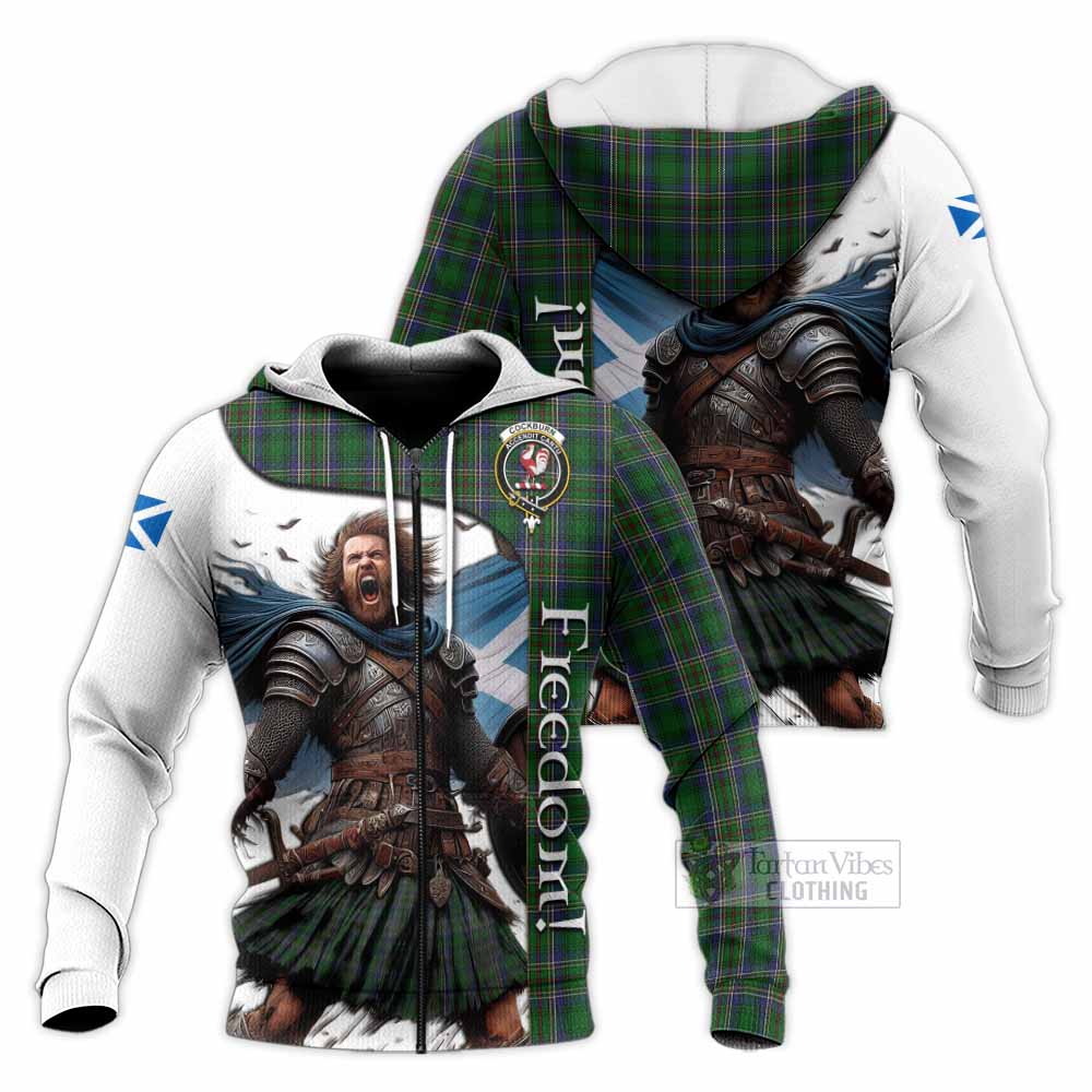 Tartan Vibes Clothing Cockburn Crest Tartan Knitted Hoodie Inspired by the Freedom of Scottish Warrior