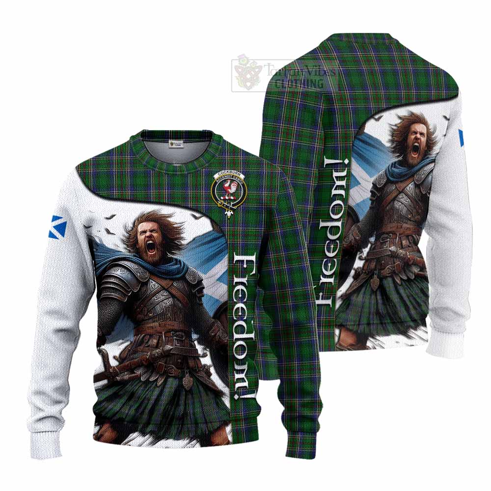 Tartan Vibes Clothing Cockburn Crest Tartan Knitted Sweater Inspired by the Freedom of Scottish Warrior