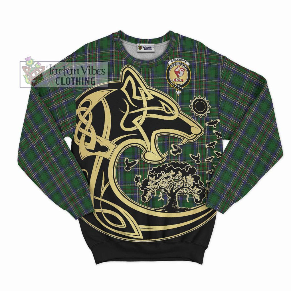 Cockburn Tartan Sweatshirt with Family Crest Celtic Wolf Style - Tartan Vibes Clothing