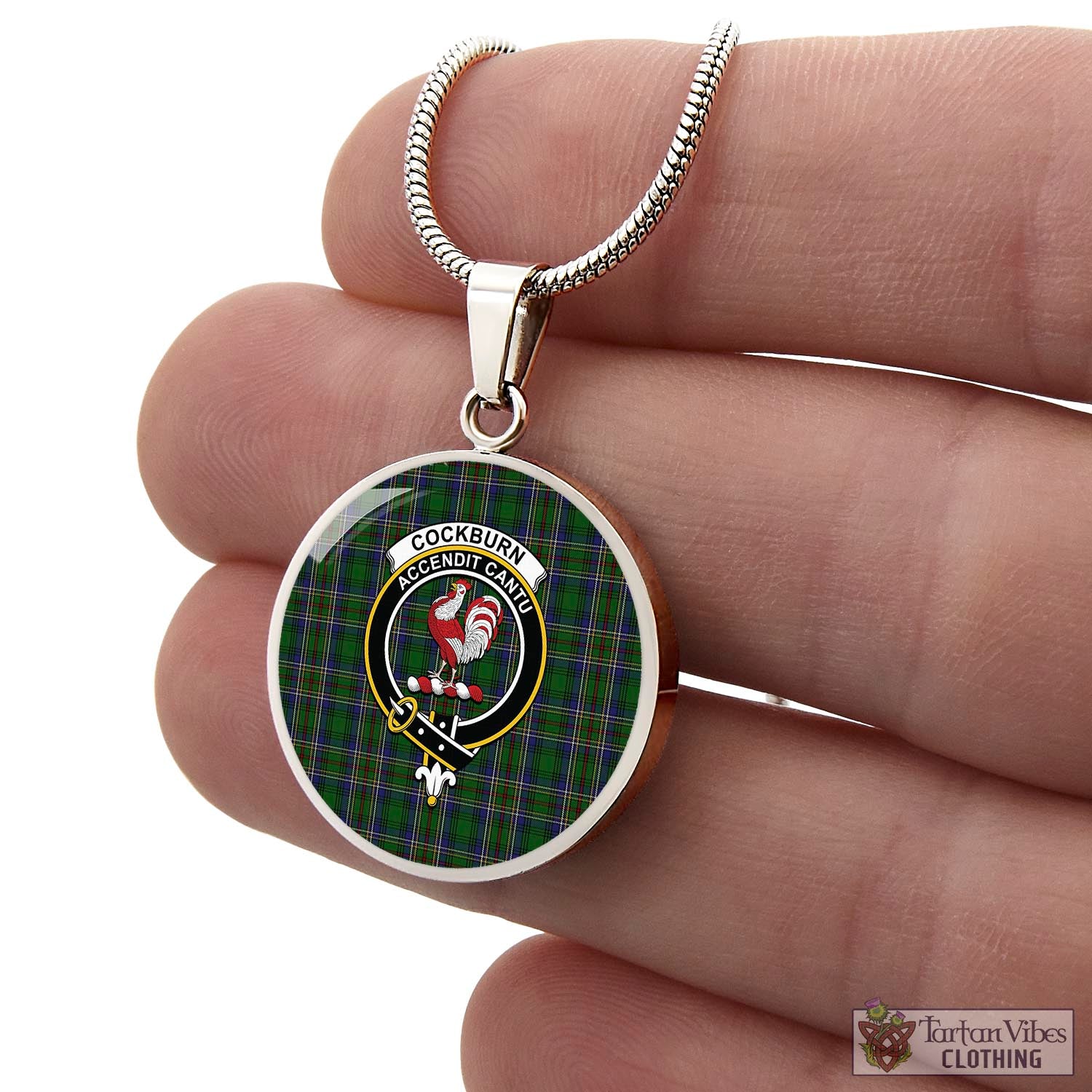 Tartan Vibes Clothing Cockburn Tartan Circle Necklace with Family Crest