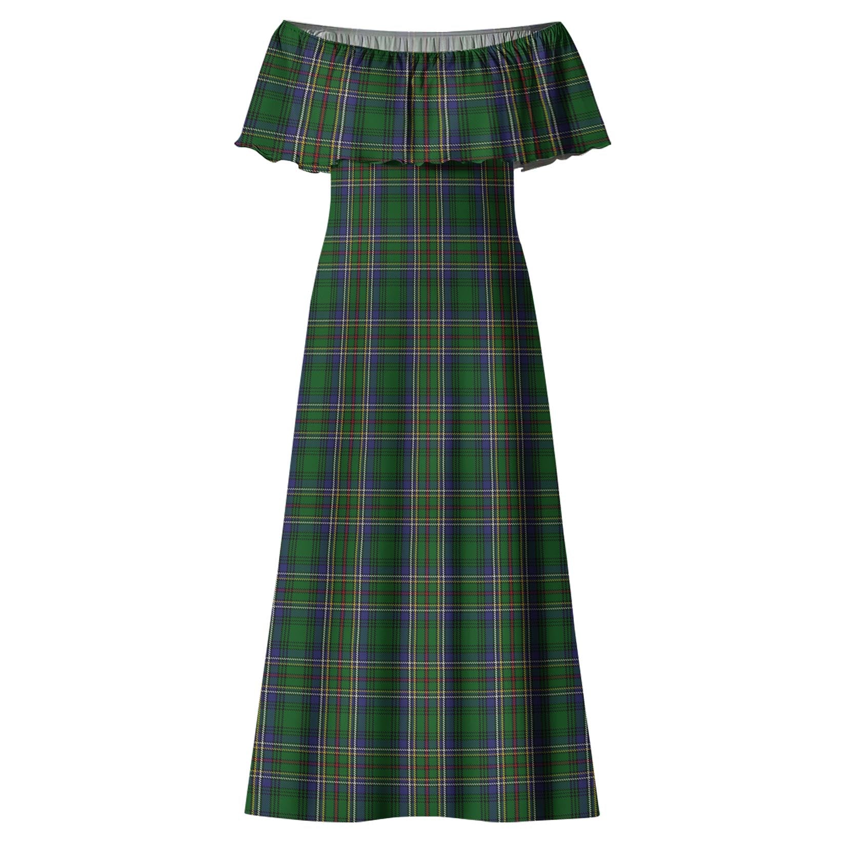 Cockburn Tartan Off Shoulder Long Dress - Tartanvibesclothing