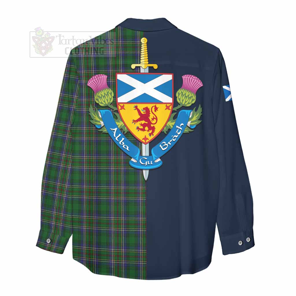 Tartan Vibes Clothing Cockburn Tartan Women's Casual Shirt Alba with Scottish Lion Royal Arm Half Style