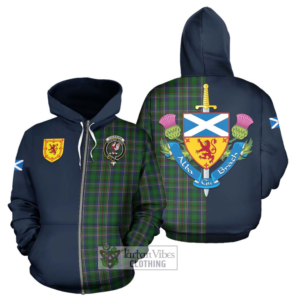 Tartan Vibes Clothing Cockburn Tartan Hoodie with Scottish Lion Royal Arm Half Style