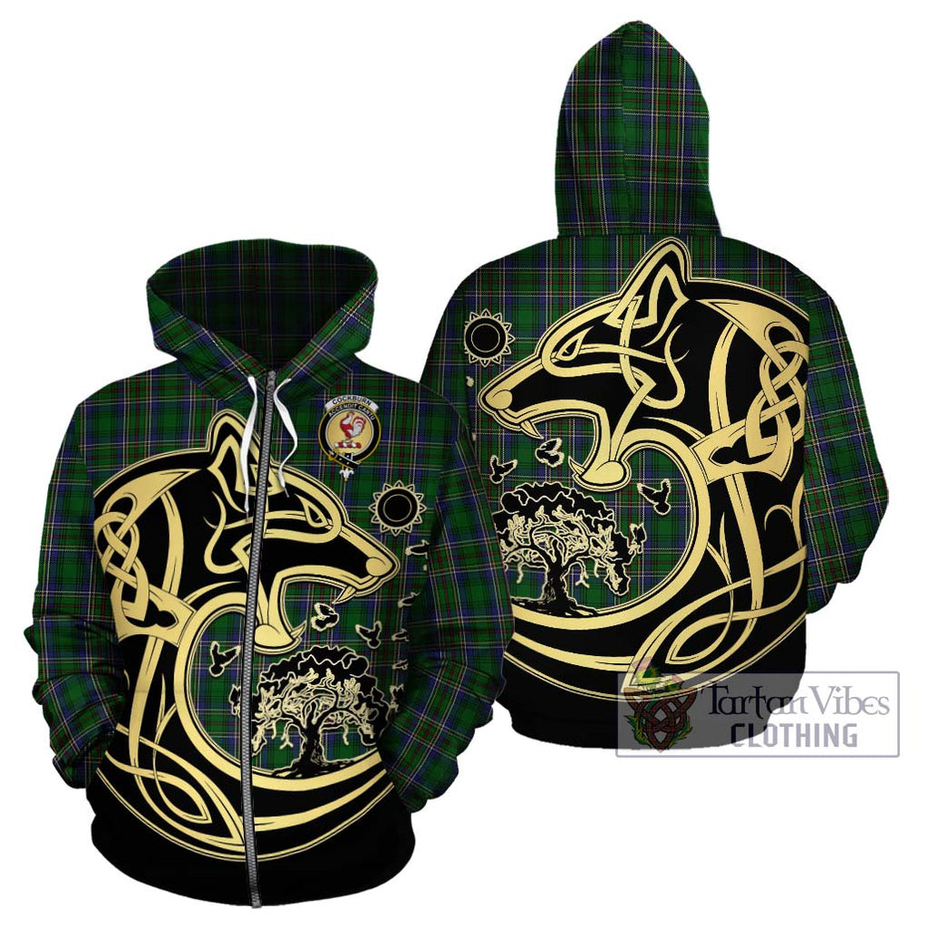 Cockburn Tartan Hoodie with Family Crest Celtic Wolf Style - Tartan Vibes Clothing