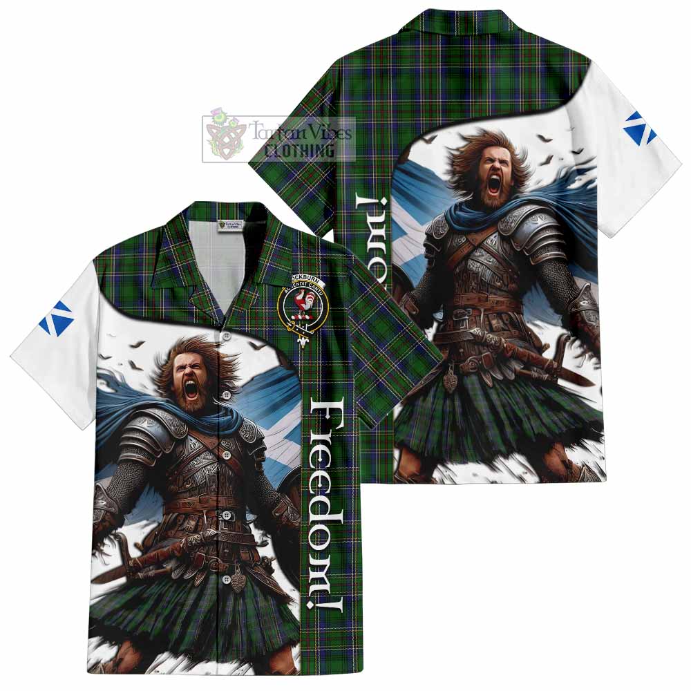 Tartan Vibes Clothing Cockburn Crest Tartan Short Sleeve Button Shirt Inspired by the Freedom of Scottish Warrior