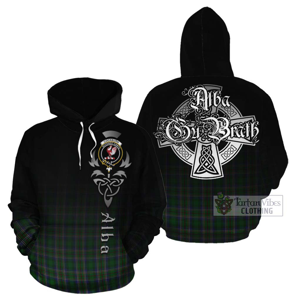 Tartan Vibes Clothing Cockburn Tartan Cotton Hoodie Featuring Alba Gu Brath Family Crest Celtic Inspired