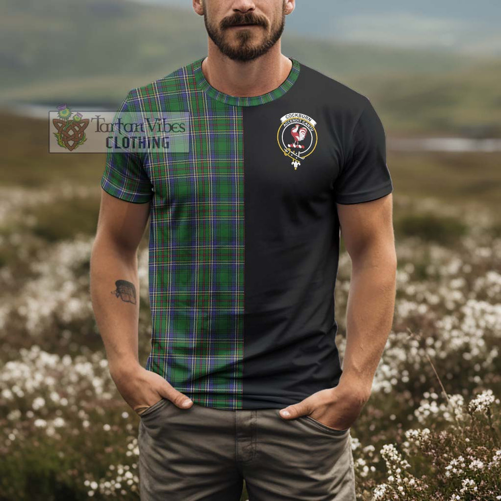 Cockburn Tartan T-Shirt with Family Crest and Half Of Me Style - Tartanvibesclothing Shop