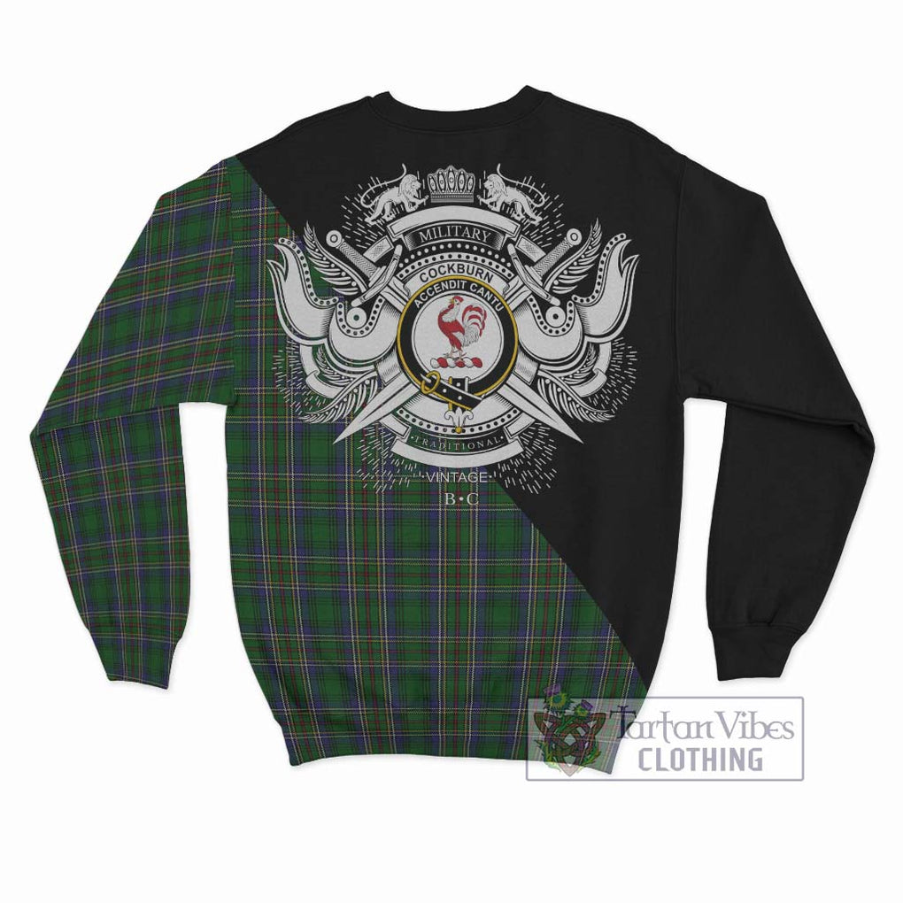 Cockburn Tartan Sweatshirt with Family Crest and Military Logo Style - Tartanvibesclothing Shop