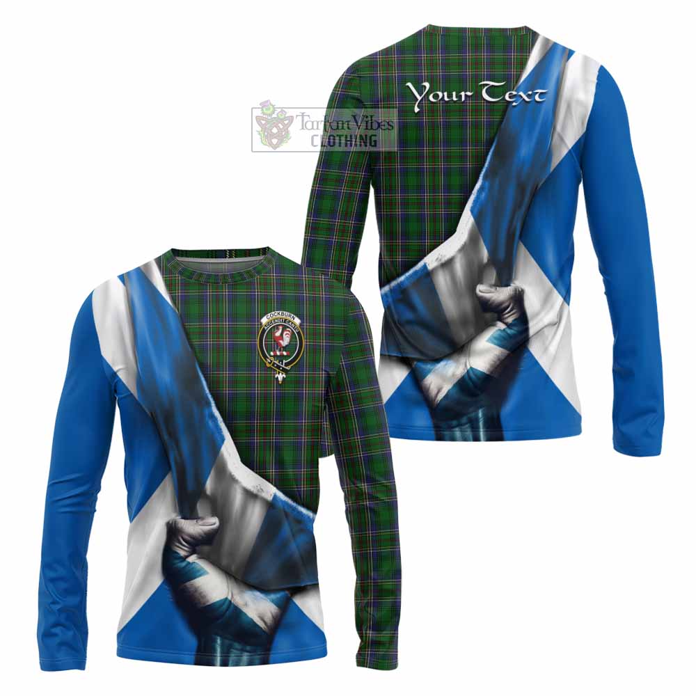 Tartan Vibes Clothing Cockburn Tartan Long Sleeve T-Shirt with Family Crest Scotland Patriotic Style