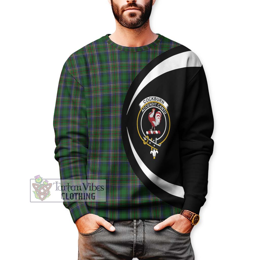 Cockburn Tartan Sweatshirt with Family Crest Circle Style - Tartan Vibes Clothing