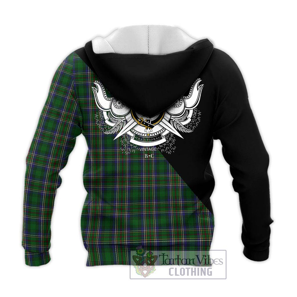 Cockburn Tartan Knitted Hoodie with Family Crest and Military Logo Style - Tartanvibesclothing Shop