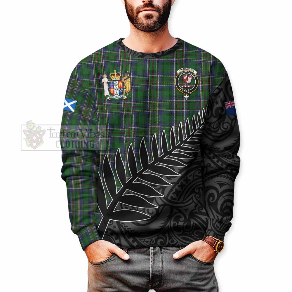 Tartan Vibes Clothing Cockburn Crest Tartan Sweatshirt with New Zealand Silver Fern Half Style