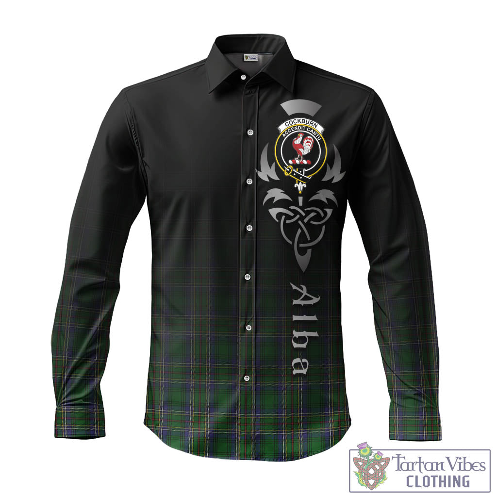 Tartan Vibes Clothing Cockburn Tartan Long Sleeve Button Up Featuring Alba Gu Brath Family Crest Celtic Inspired