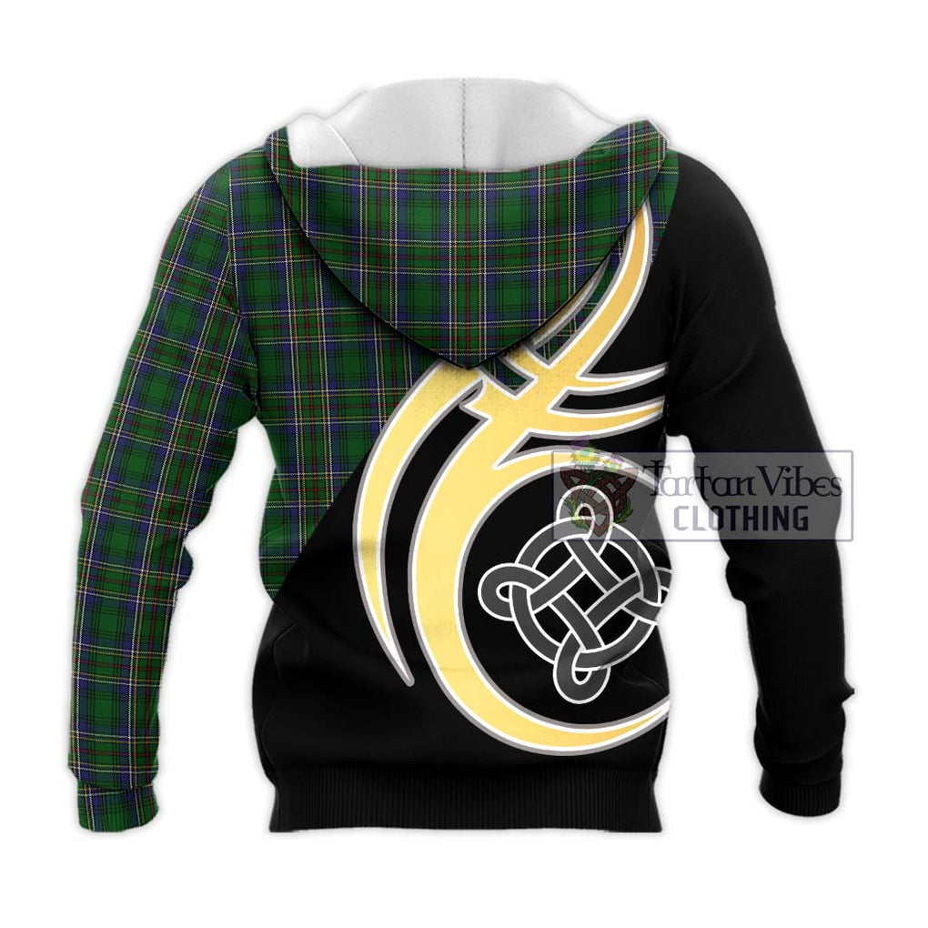 Cockburn Tartan Knitted Hoodie with Family Crest and Celtic Symbol Style - Tartan Vibes Clothing