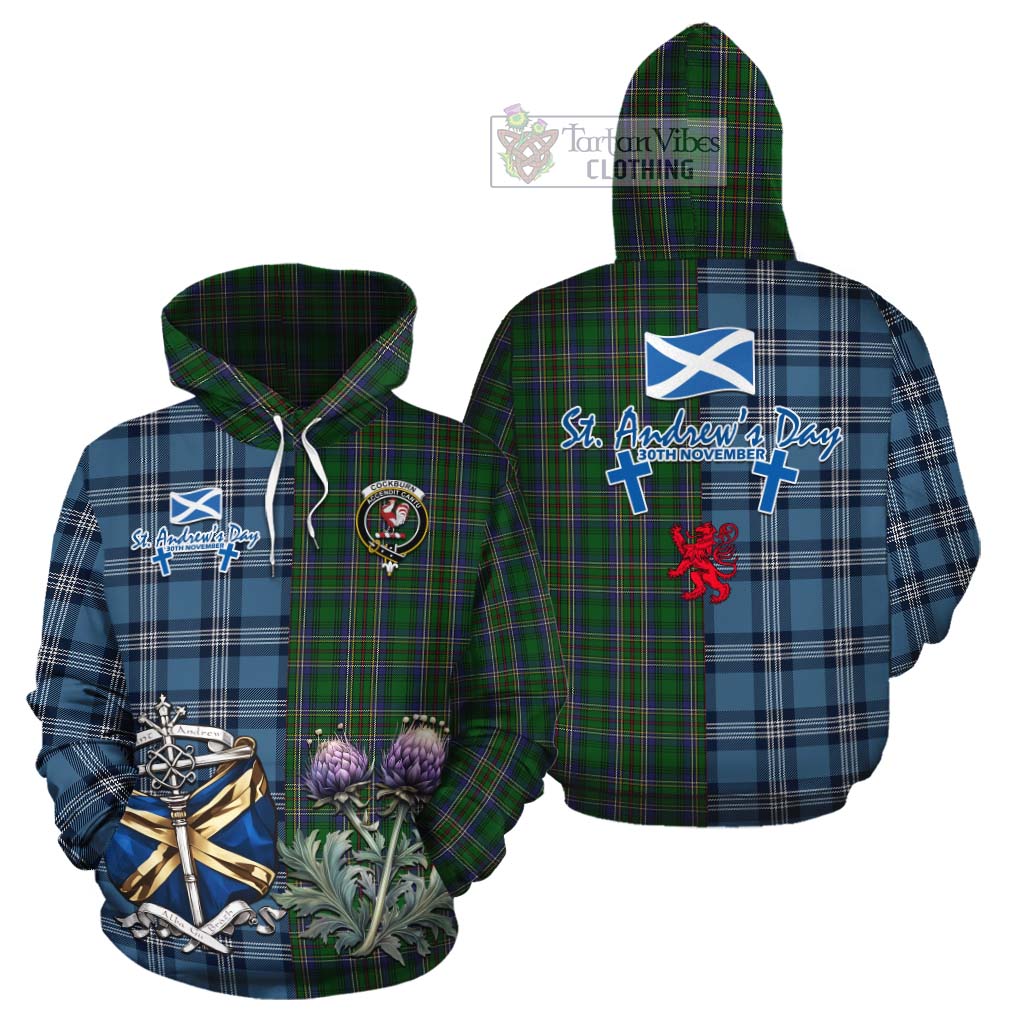 Tartan Vibes Clothing Cockburn Tartan Cotton Hoodie Happy St. Andrew's Day Half Tartan Style