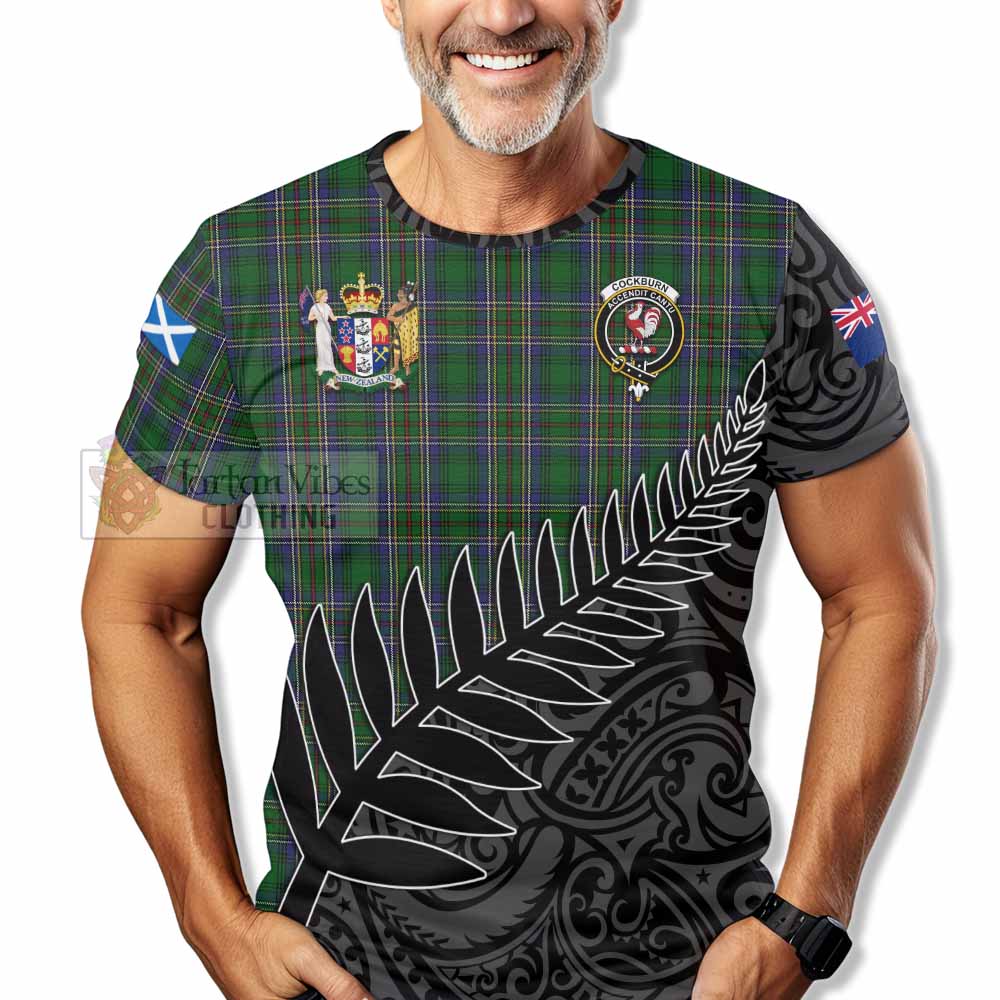 Tartan Vibes Clothing Cockburn Crest Tartan T-Shirt with New Zealand Silver Fern Half Style