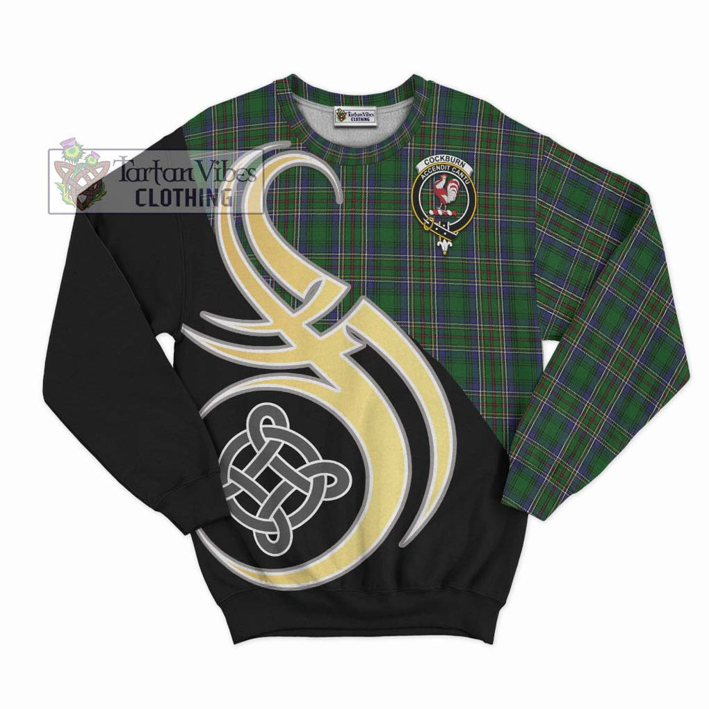 Cockburn Tartan Sweatshirt with Family Crest and Celtic Symbol Style - Tartan Vibes Clothing