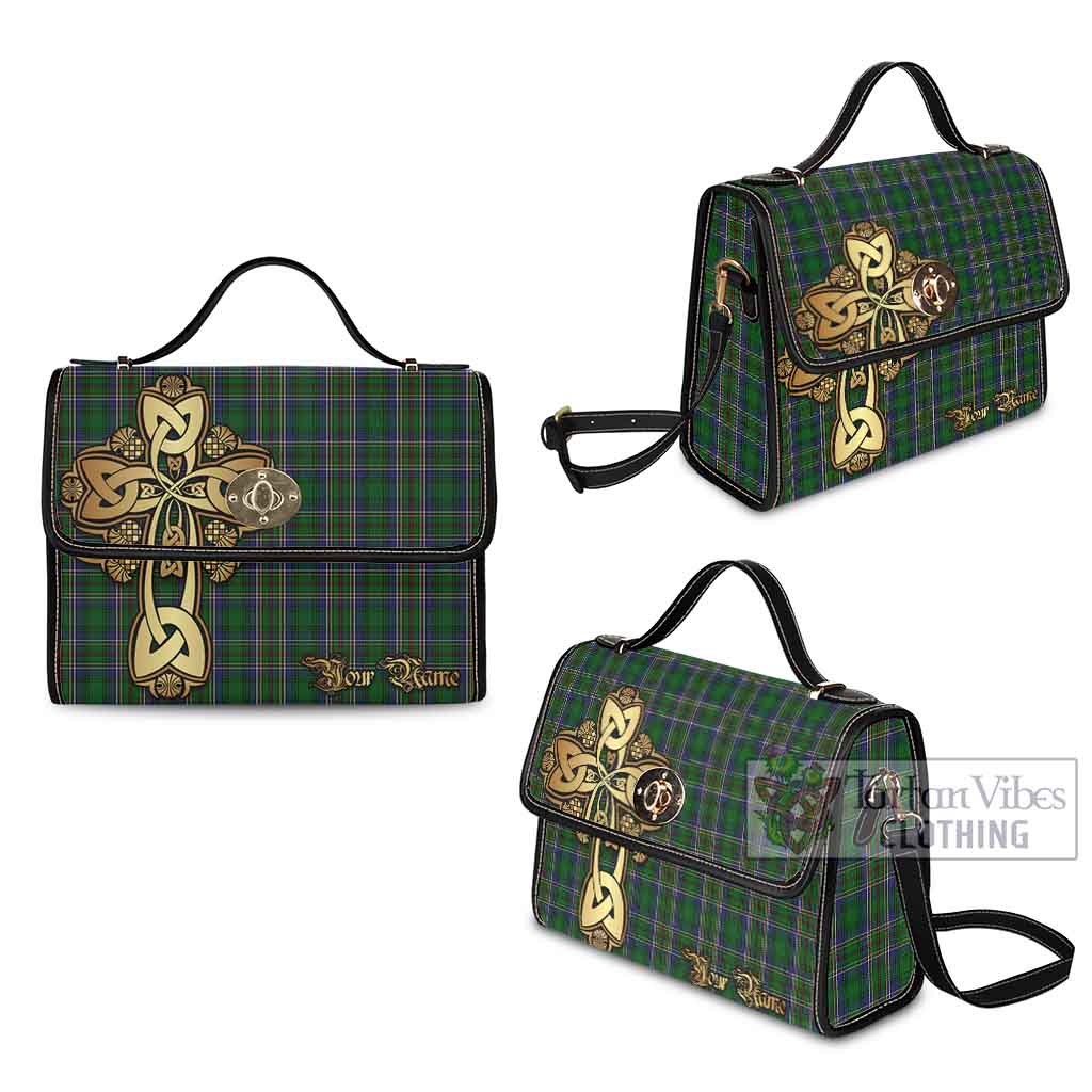 Tartan Vibes Clothing Cockburn Tartan Waterproof Canvas Bag Golden Thistle Celtic Cross Style